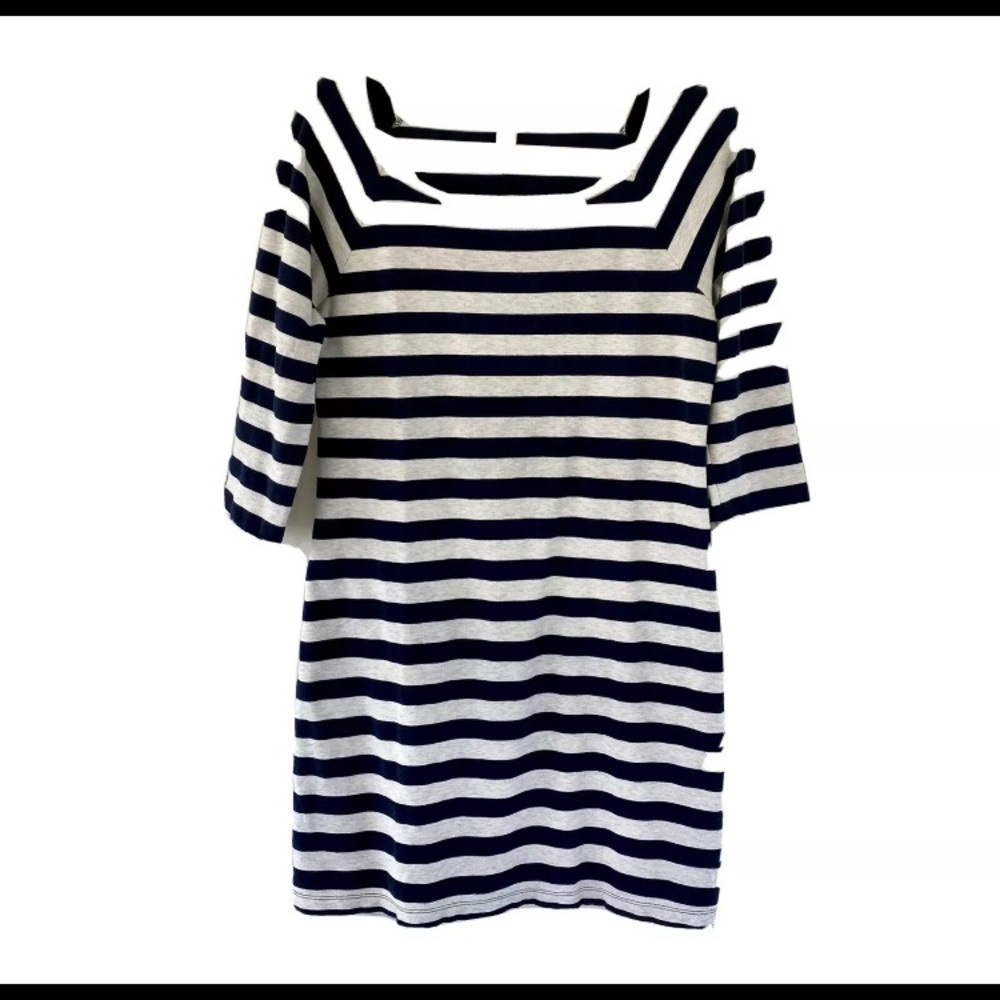OLD NAVY Tunic/Dress Gray Navy Striped Stretch